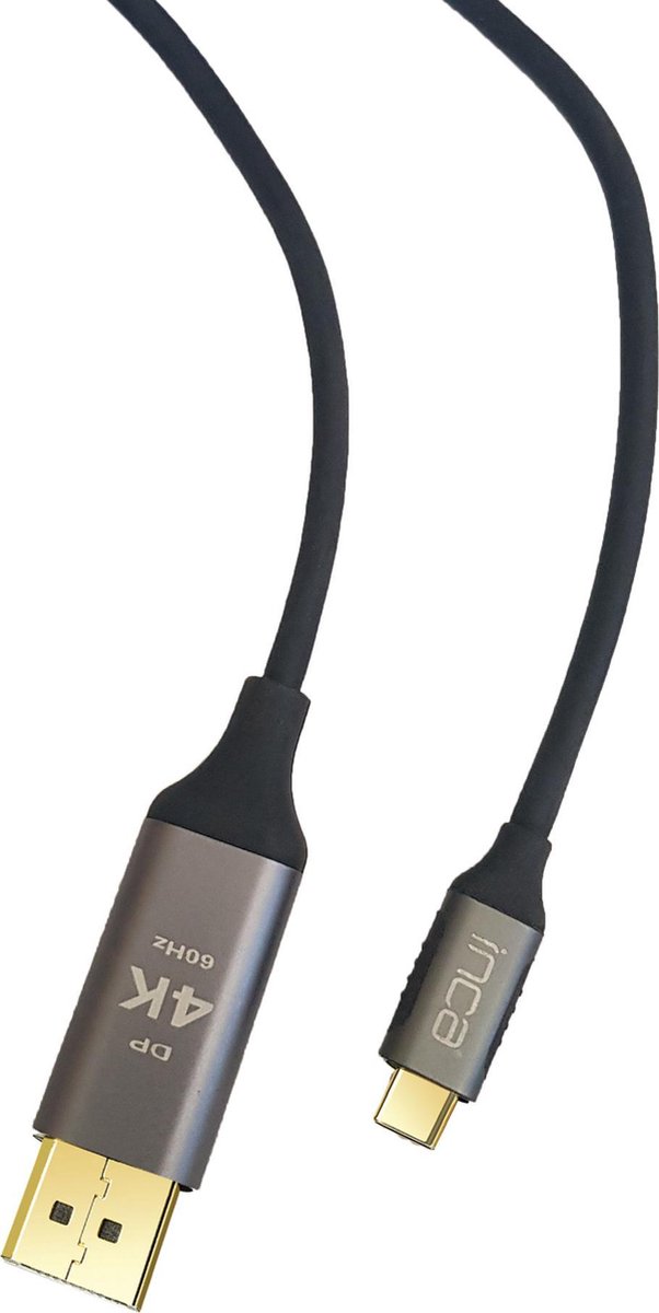 BasicTeQ: INCA ITCD-02TX TYPE-C to Displayport 4K 2M Gold Terminals 3840x2160 60Hz HDMI V1.4. Goud verguld.
