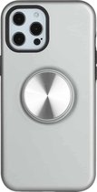 TPU + PC 2-in-1 schokbestendige behuizing met magnetische ronde autohouder voor iPhone 12 Pro Max (zilver)