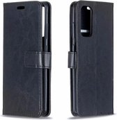Voor Samsung Galaxy S21 Crazy Horse Textuur Horizontale Flip Lederen Case met Houder & Kaartsleuven & Portemonnee & Fotolijst (Zwart)