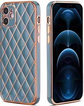 iPhone 11 Pro Max Luxe Geruit Back Cover Hoesje - Silliconen - Ruitpatroon - Back Cover - Apple iPhone 11 Pro Max - Blauw