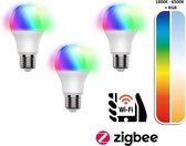 3 Pack - Smart E27 LED Lamp 8,5w, RGB+CCT, 800 Lumen, Werkt via Zigbee 3.0 / App / Wifi