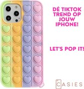 Casies Samsung Galaxy A12 Pop It Fidget Toy telefoonhoesje - Rainbow Heart case - Gezien op TikTok - Soft case hoesje - Fidget Toys