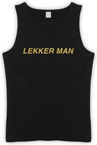 Zwarte Tanktop sportshirt met Gouden “ Lekker Man “ Print Size XL