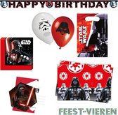 Star Wars verjaardag pakket uitnodigingen, Happy Birthday slinger, tafelkleed, servetten, ballonnen en uitdeelzakjes