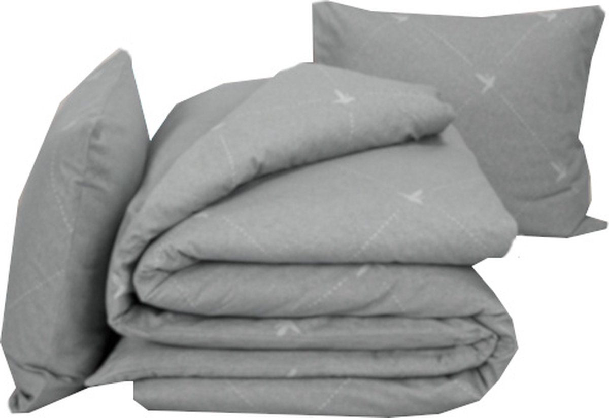 De Witte Lietaer Dekbedovertrek Katoen Flanel Piper - Eenpersoons - 140 x 200/220 cm - Grijs