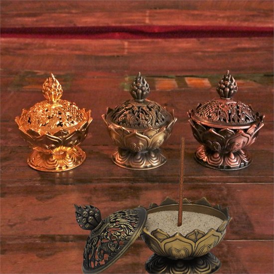 Brûle encens Lotus couleur bronze ATTENTION! - 7,8x6,9x6,9 cm - L.