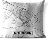Sierkussen Buiten - Stadskaart - Uithoorn - Grijs - Wit - 60x60 cm - Weerbestendig - Plattegrond