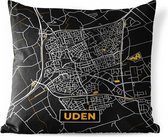 Buitenkussen - Plattegrond - Uden - Goud - Zwart - 45x45 cm - Weerbestendig - Stadskaart
