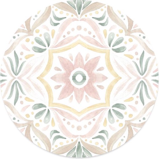 Label2X - Muurcirkel summer floral - Ø 12 cm - Dibond - Multicolor - Wandcirkel - Rond Schilderij - Muurdecoratie Cirkel - Wandecoratie rond - Decoratie voor woonkamer of slaapkamer