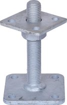 GeZu-Impex ® Verstelbare paalsteun, carport voetplaat, Instelbaar paalsteun, met gelaste M24 moer , verstelbaar in hoogte tot 150mm, Thermisch verzinkt staal