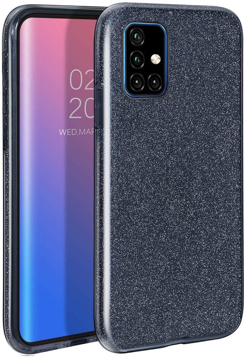 Hoesje Geschikt Voor Samsung Galaxy A51 Glitter TPU Back Hoesje - Zwart