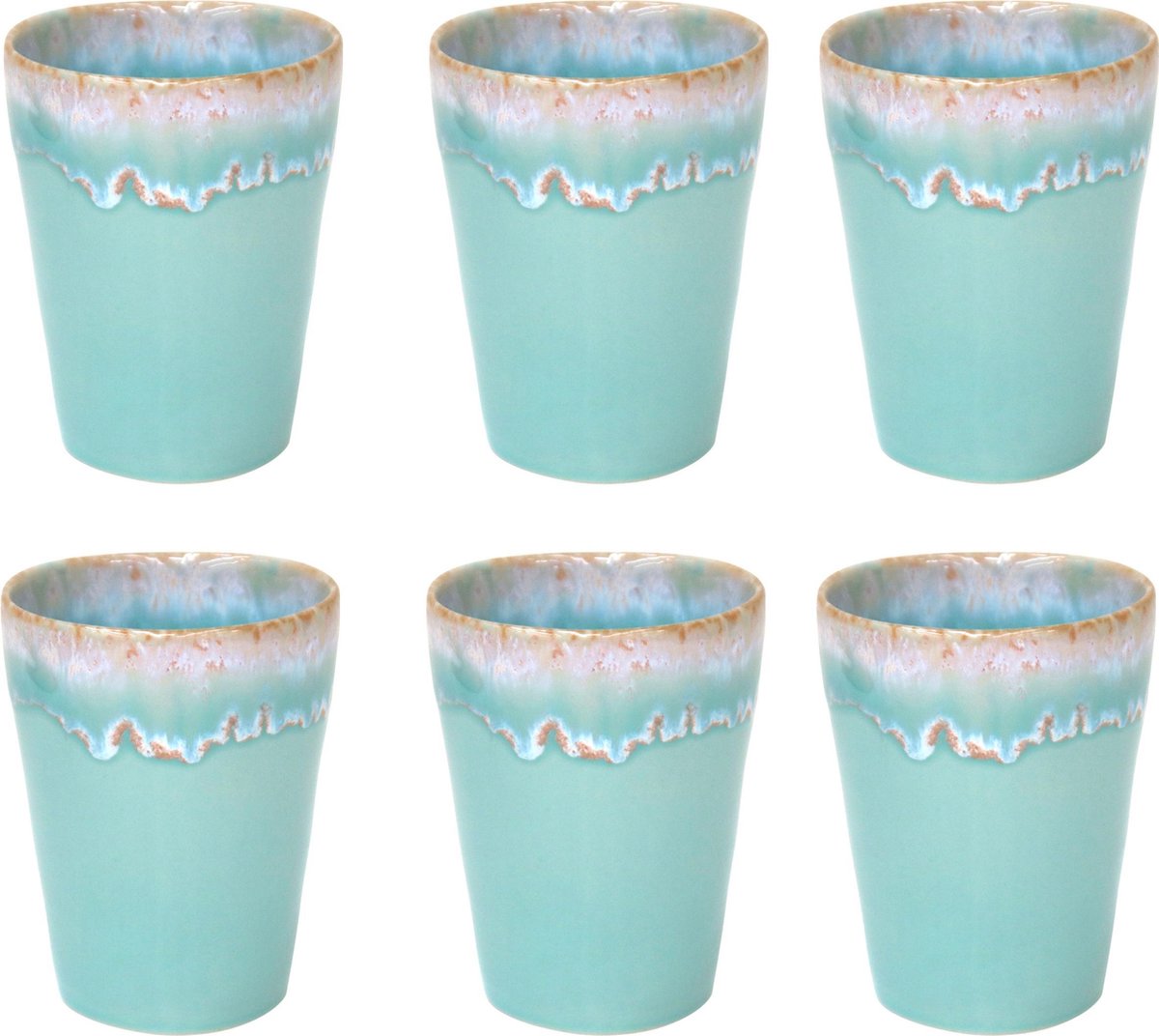 Costa Nova Kop Latte Macchiato 38cl - Grespresso - Aardewerk - Aqua - 9,5cmxH11cm - 6 stuks