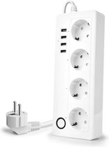 DrPhone SPS Wifi Smart Stekkerdoos 16A Plug Socket -4x USB poorten - Voice Control Met Alexa Google Home Tuya app