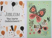 Jubileum + Blanco Vlinder Kaart - 2 Wenskaarten – 12 x 17 cm – JUB-001