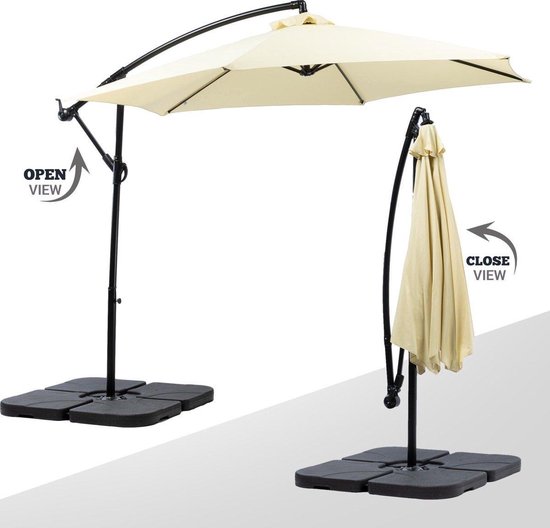 inflatie Crimineel afstand Zweefparasol-Hangparasol-zwevende parasol-zonwering-zonnescher-crèmekleur |  bol.com