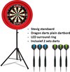 Afbeelding van het spelletje Dragon darts - Portable dartbord standaard LED pakket - inclusief Winmau Blade 5  - dartbord - en - LED surround ring - rood