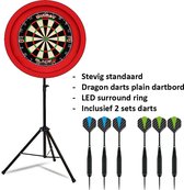 Dragon darts - Portable dartbord standaard LED pakket - inclusief Winmau Blade 6  - dartbord - en - LED surround ring - en - dartpijlen - rood