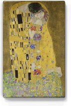 De kus - Gustav Klimt - 19,5 x 30 cm - Niet van echt te onderscheiden schilderijtje op hout - Mooier dan een print op canvas - Laqueprint.