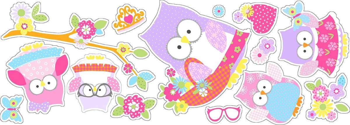 Art for the Home - Muurstickers - Uil - Meerkleurig - 25x70 cm
