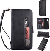 Luxe Telefoonhoesje voor Samsung Galaxy A70 | Hoogwaardig Leren Bookcase | Lederen Wallet Case | Pasjeshouder | Portemonnee | Rits | Zwart