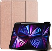 Hoes Geschikt voor iPad Pro 2021 (11 inch) Hoes Book Case Hoesje Trifold Cover Met Uitsparing Geschikt voor Apple Pencil - Hoesje Geschikt voor iPad Pro 11 inch (2021) Hoesje Bookcase - Rosé goud