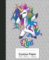 Cursive Paper: KAI Unicorn Rainbow Notebook