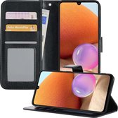 Samsung A32 4G Hoesje Book Case Hoes Portemonnee Cover - Samsung Galaxy A32 4G Case Hoesje Wallet Case - Zwart