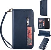 Luxe Telefoonhoesje voor Samsung Galaxy A50 | Hoogwaardig Leren Bookcase | Lederen Wallet Case | Pasjeshouder | Portemonnee | Rits | Blauw