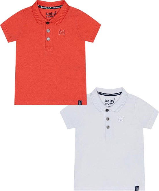 Koko Noko BIO Basics (2pack) Polo NOAH Wit et Oranje - Taille 98/104