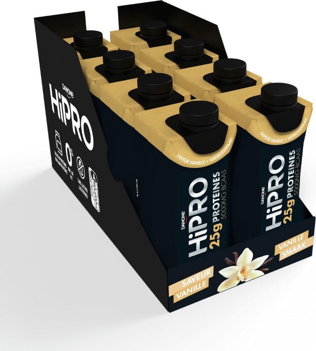 Danone - HiPRO Proteïne Drank Vanille - Eiwitshake / Proteine shake - 25 gram eiwit per fles - 8 stuks (330 ml)