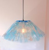 Funnylight Design hanglamp petticoat  zee blauw met ijskristallen en zwart metaal, speelse  lamp voor de speel en kids slaap kamer