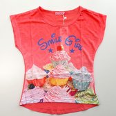 T-shirt meisjes shirt kinderkleding cupcake coral maat 104/110