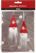 Creative mini kit. hangende kerstkabouter. H: 11 cm. 2 stuk/ 1 set