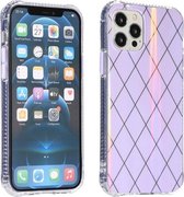 Laser Aurora Rhombic Grid TPU-beschermhoes voor iPhone 12/12 Pro (paars)