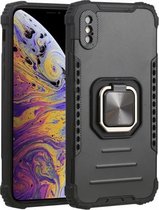 Fierce Warrior-serie Armor All-inclusive schokbestendig aluminium + TPU-beschermhoes met ringhouder voor iPhone X / XS (zwart)