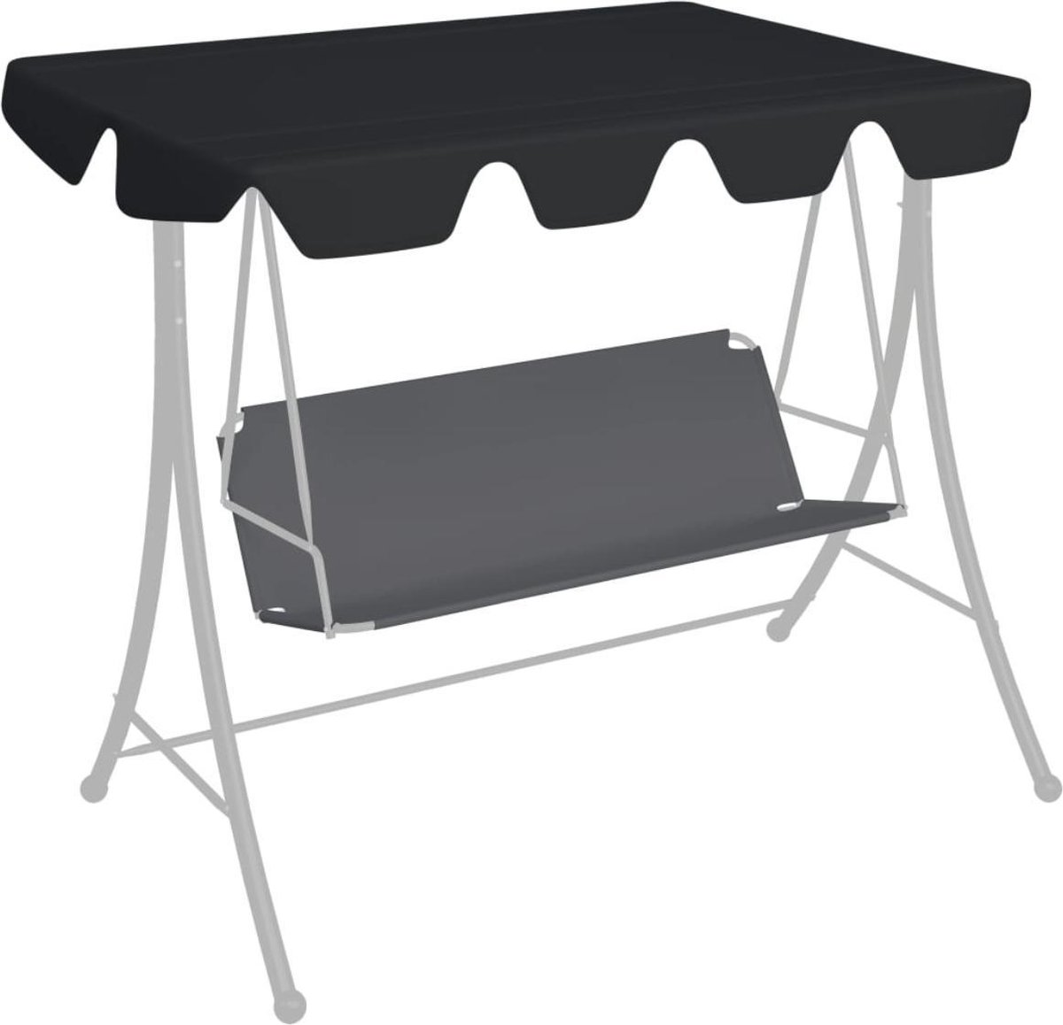 vidaXL Vervangingsluifel voor schommelbank 150/130x105/70 cm zwart