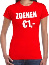 Fun t-shirt - zoenen 1 euro - rood - dames - Feest outfit / kleding / shirt L