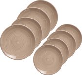 Bordenset 6x stuks ontbijtbord en 6x stuks dinerbord Turbolino beige/bruin 22 cm - 27 cm - Borden van aardewerk