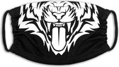 Most Hunted volwassenen tijger mondkapje zwart wit 20-14cm