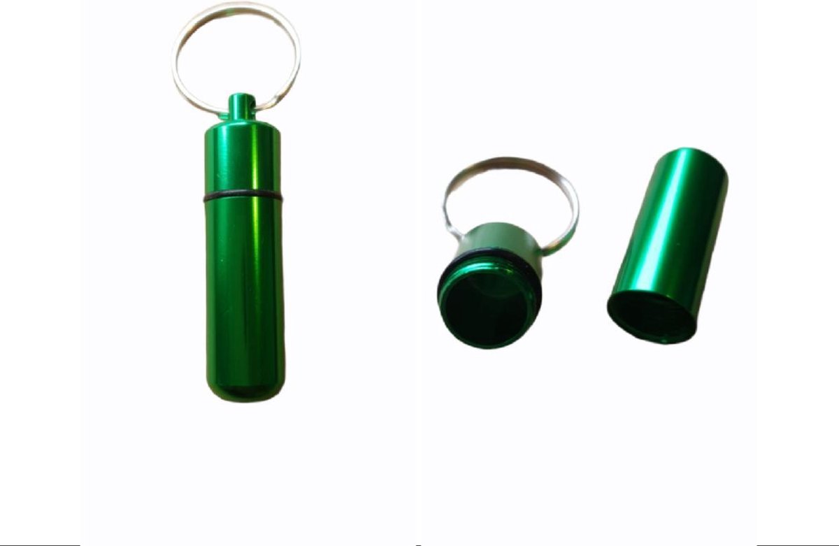 Goedkoopste Pillendoosje | Onderweg | Sleutelbos | Waterdicht | Groen | klein 4 cm
