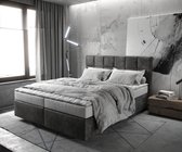 Boxspringbed Dream-Fine microvezel antraciet Vintage 160x200 met matras en topper