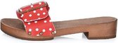 Houten sandalen rode stip polka dots met gesp -DINA kleppers - 39