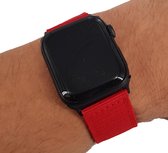 Geschikt voor Apple Watch bandje 42 / 44 / 45 / 49 mm - Series 1 2 3 4 5 6 7 8 SE Ultra - Smartwatch iWatch horloge band - 42mm 44mm 45mm 49mm - Fungus - Nylon - Rood - Nato