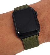 Geschikt voor Apple Watch bandje 38 / 40 / 41 mm - Series 1 2 3 4 5 6 7 8 SE - Smartwatch iWatch horloge band - 38mm 40mm 41mm - Fungus - Nylon - Groen - Nato