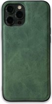 iPhone 11 Pro Lederlook Back Cover Hoesje - Leer - Siliconen - Backcover - Apple iPhone 11 Pro - Groen