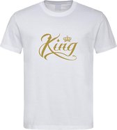 Wit T shirt met  " King " print Goud size XXL