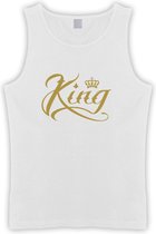 Witte Tanktop met  " King " print Goud size XL
