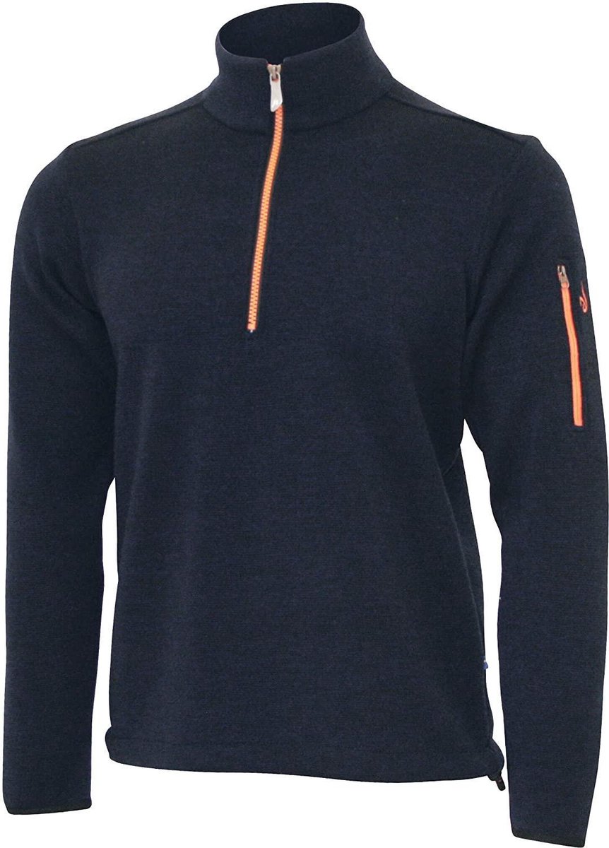 Ivanhoe Sweater Assar Heren Half-zip Merinowol Navy Maat 3xl