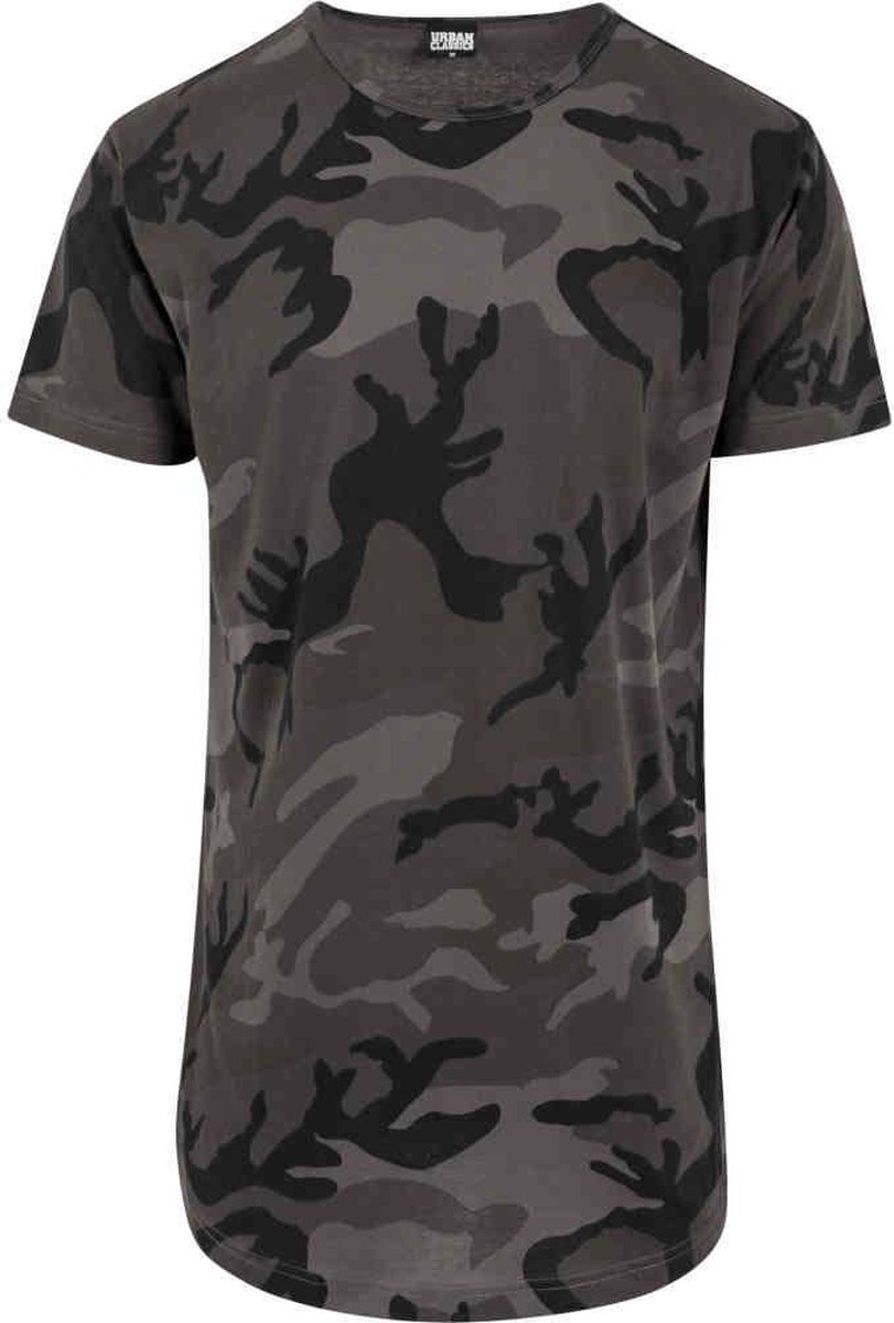 Urban Classics Camo Shaped Long Heren T-shirt S Zwart