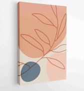 Botanical wall art vector set. Earth tone boho foliage line art drawing with abstract shape. 4 - Moderne schilderijen – Vertical – 1881805186 - 115*75 Vertical